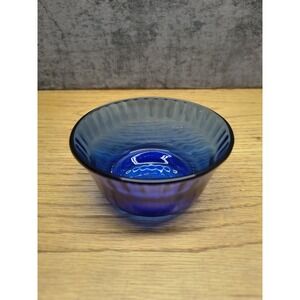 Colorex Cobalt Blue Ribbed Custard Cup Made In Brazil